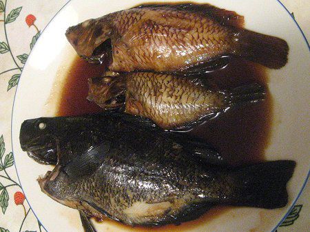 ベラ2匹とメジナ(眼仁奈)の煮付け(食前)