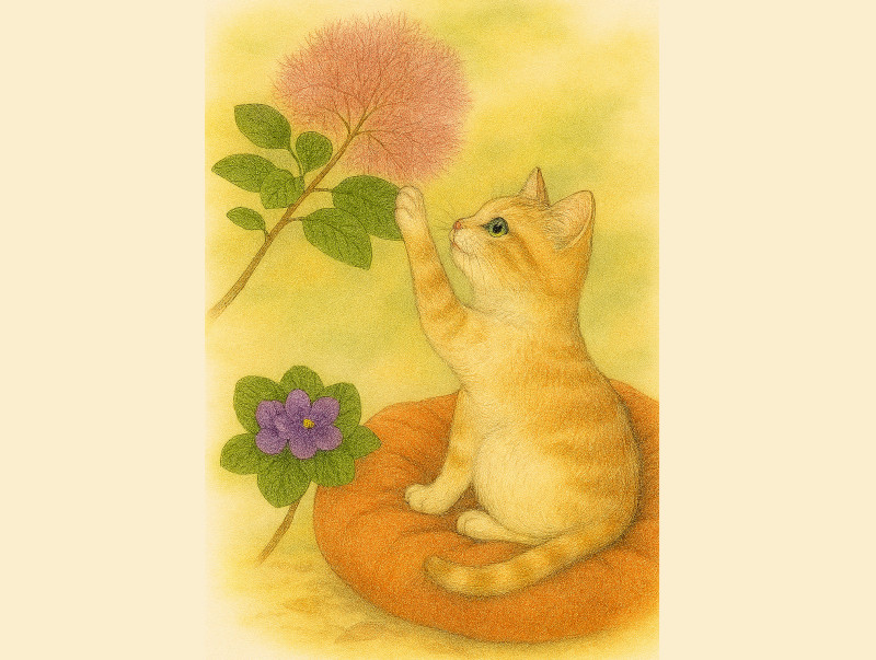 猫ちゃんと花達