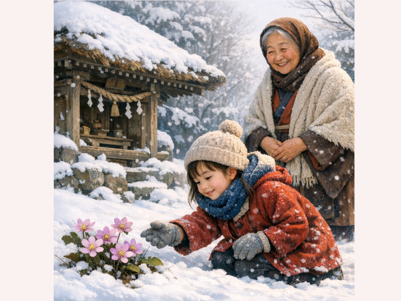 『雪の下の約束』ミスミソウ（三角草）